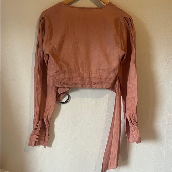 Linen Pink Wrap Crop Top - Picture 10 of 10